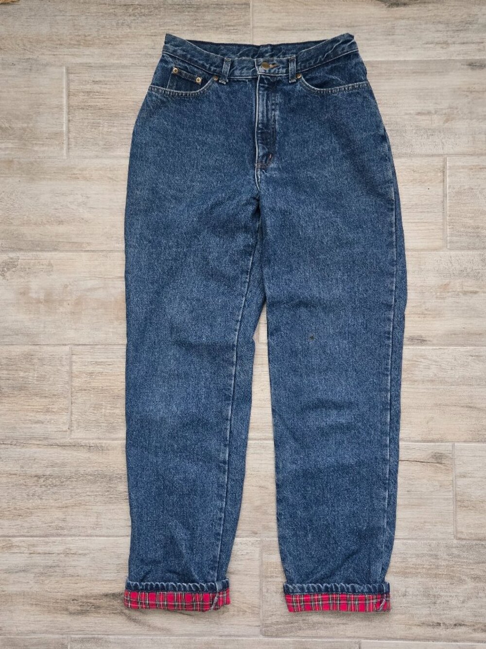 L.L. Bean Double L Relaxed Fit Flannel Line Jeans Womens Medium Wash Blue 8 Tall